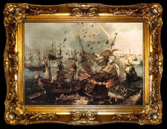 framed  VROOM, Hendrick Cornelisz. Battle of Gibraltar qe, ta009-2